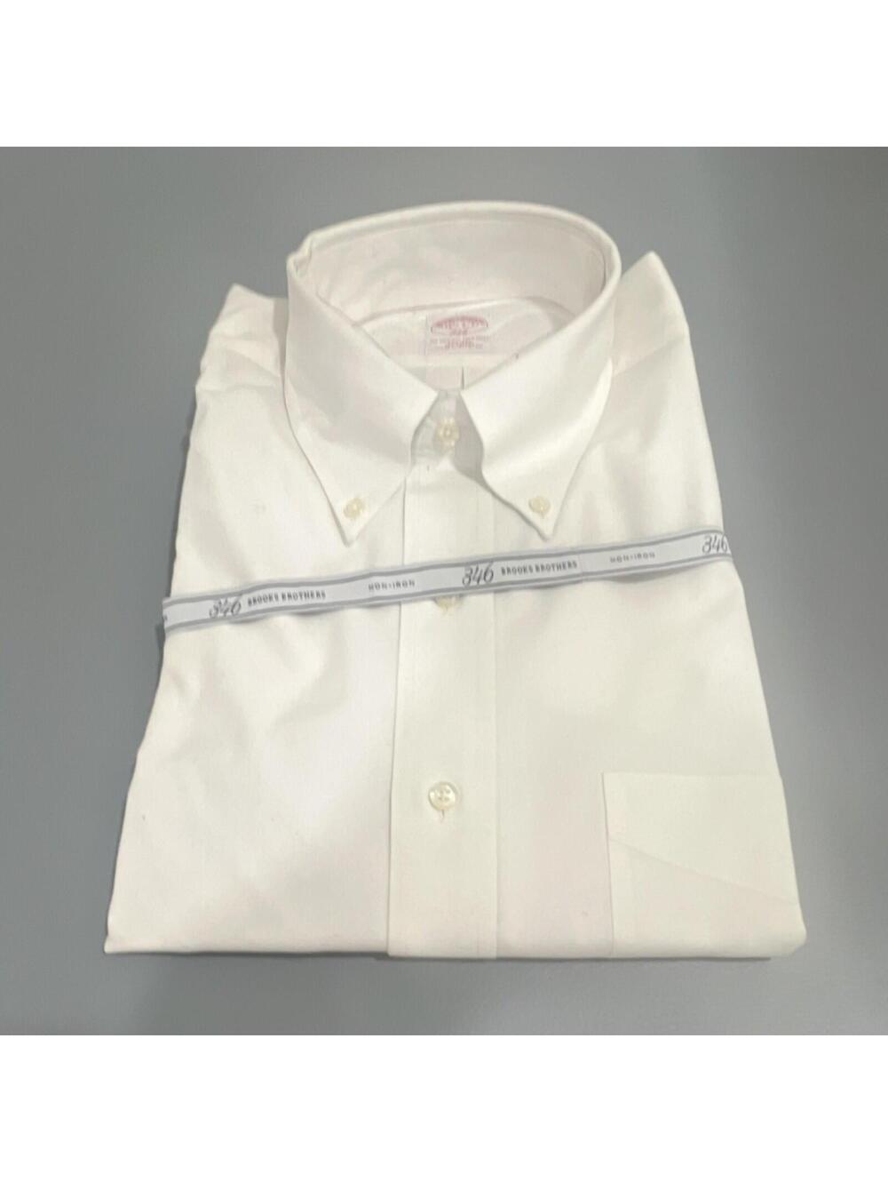 NEW 346 Brooks Brothers Men's White Solid Cotton Dress Shirt 15-2/3 $98
